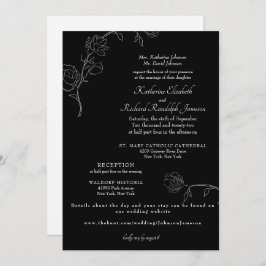Invitación Boda de sitio web formal de esquema de jazmín negr
