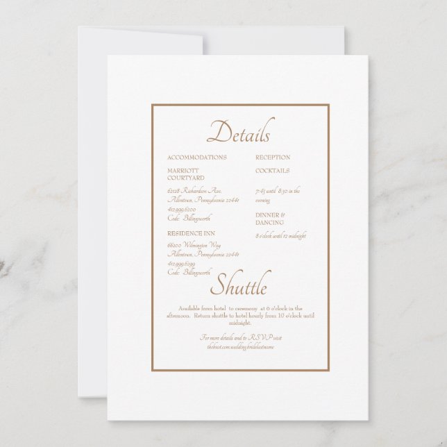 Invitación Boda de sitio web formal detalle de oro blanco Tex (Anverso)
