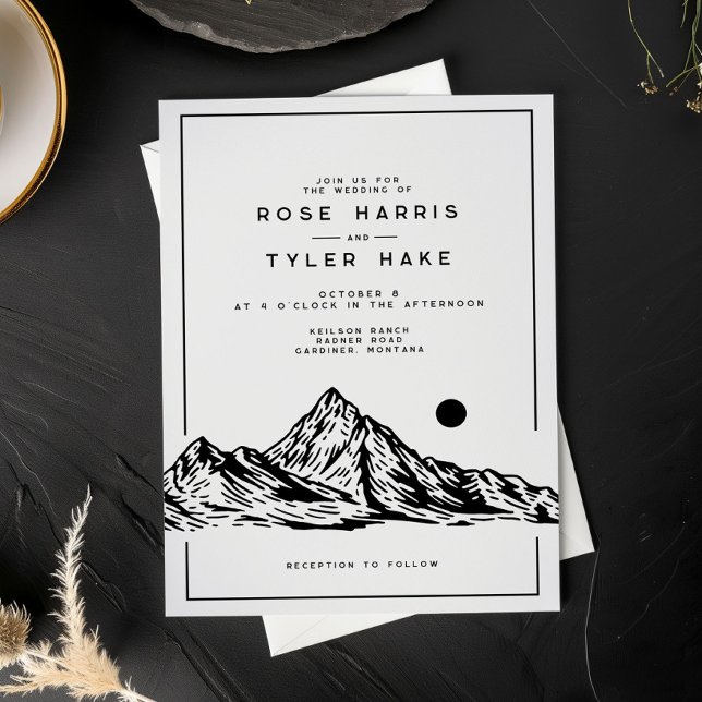 Invitación Boda de sketch de montaña ruso moderno (Subido por el creador)