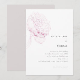Invitación Boda de sketch floral elegante de Peonies rosas