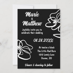 Invitación Boda de sketch floral negro gótico Photo Classic