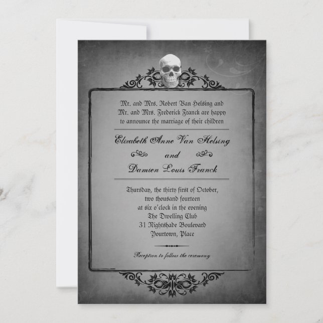 Invitación Boda de Skull Frame Halloween (Anverso)