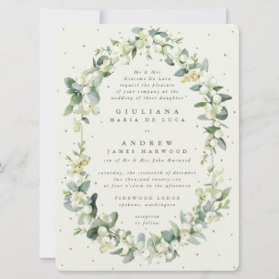 Invitación Boda de Snowberry Crema Formal Grande + Eucalipto