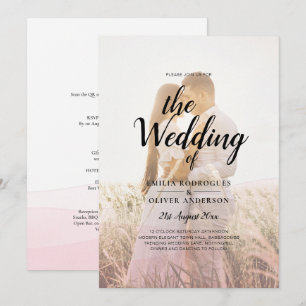 Invitación Boda de sobreimpresión de fotografía color rosa to