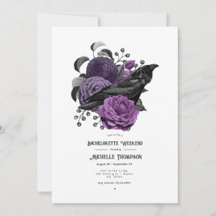 Invitación Boda de soltera gótica floral púrpura glamour vint