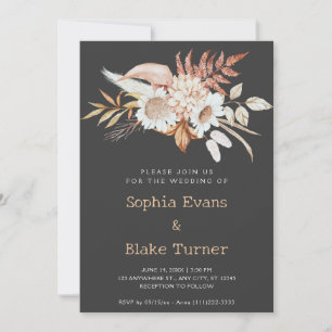 Invitación Boda de sombra botánica floral rústica