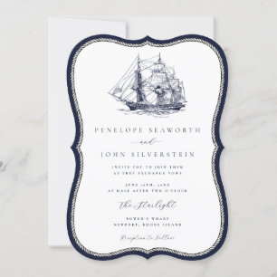 Invitación Boda de soporte de bastidor de la marina náutica