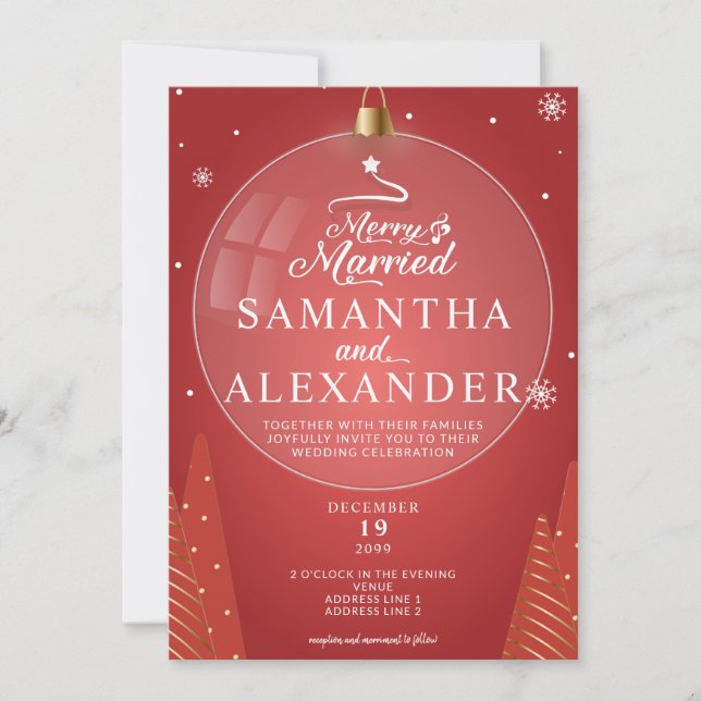 Invitación Boda de Star Trees, Navidades de fotos casados y m (Anverso)