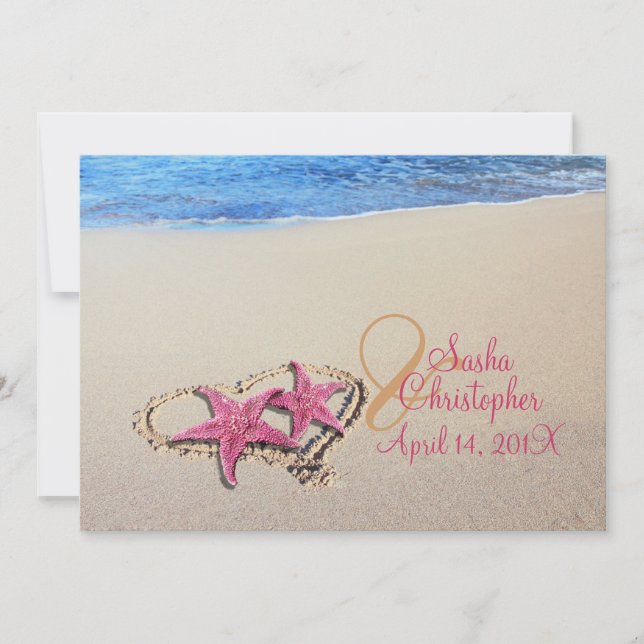 Invitación Boda de Starfish/Beach de época PixDezines (Anverso)