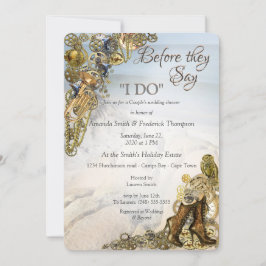 Invitación Boda de Steampunk cerca de la ducha de la boda mar