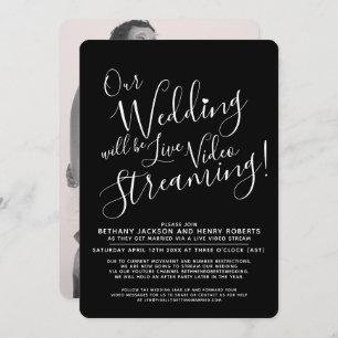Invitación Boda de streaming en directo de fotos en blanco ne