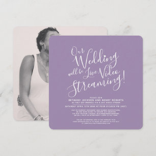 Invitación Boda de streaming en vivo de fotos en blanco morad