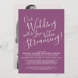 Invitación Boda de streaming en vivo de fotos en blanco moren