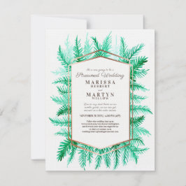 Invitación Boda de streaming verde de arte evergreen de invie