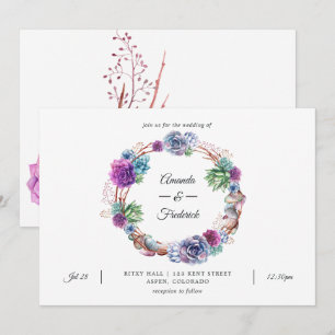Invitación Boda de Suculentas de Desierto con Acuarela