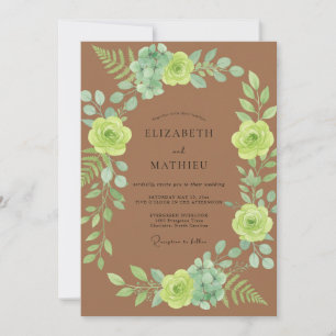 Invitación Boda de suculentas de eucalipto de terracota