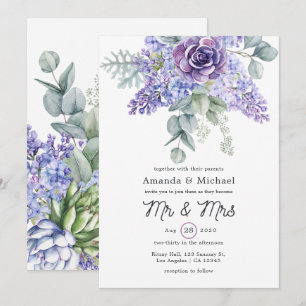 Invitación Boda de Suculentas de Eucalipto Tropical