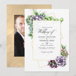 Invitación Boda de Suculentas Geométricas Foto