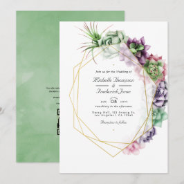 Invitación Boda de suculentas geométricas RSVP con código QR