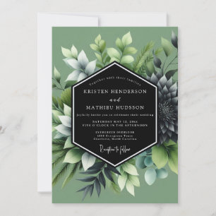 Invitación Boda de Suculentas Lujuriosas en Verde Salvia