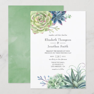Invitación Boda de suculentos de cactus de desierto acuarela