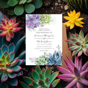 Invitación Boda de suculentos de cactus de desierto acuarela