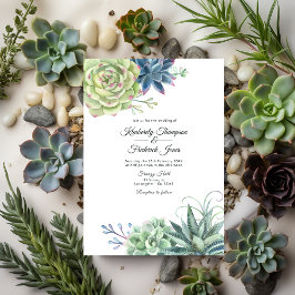 Invitación Boda de suculentos de cactus de desierto acuarela