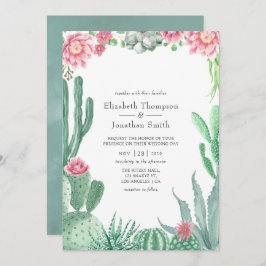 Invitación Boda de suculentos de color de agua