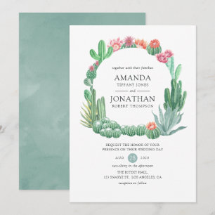 Invitación Boda de suculentos de color de agua
