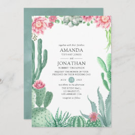 Invitación Boda de suculentos de color de agua