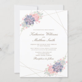 Invitación Boda de suculentos de primavera acuarela