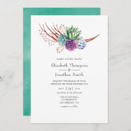 Invitación Boda de suculentos del desierto de acuarela