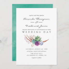 Invitación Boda de suculentos del desierto de acuarela