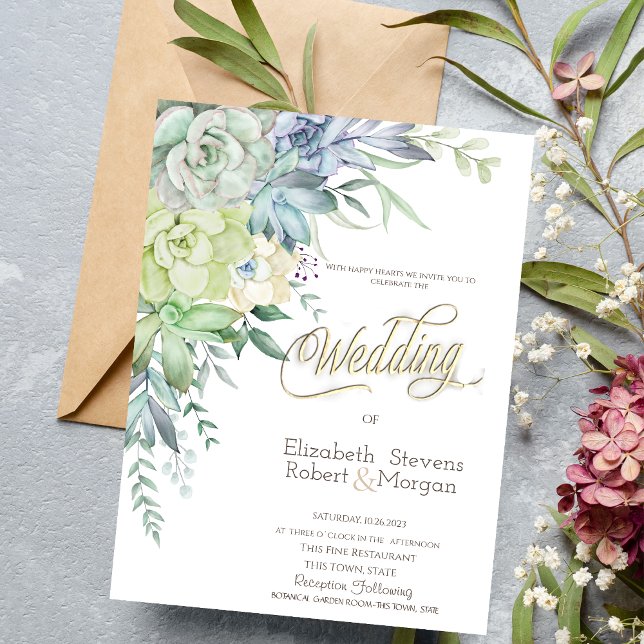 Invitación Boda de suculentos del desierto de acuarela (Subido por el creador)