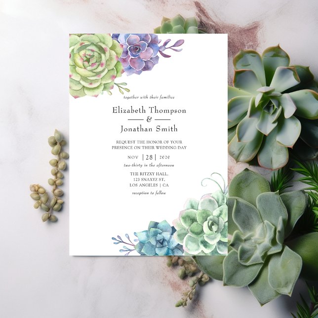 Invitación Boda de Sucultores de Cactus de Acuarela (Subido por el creador)
