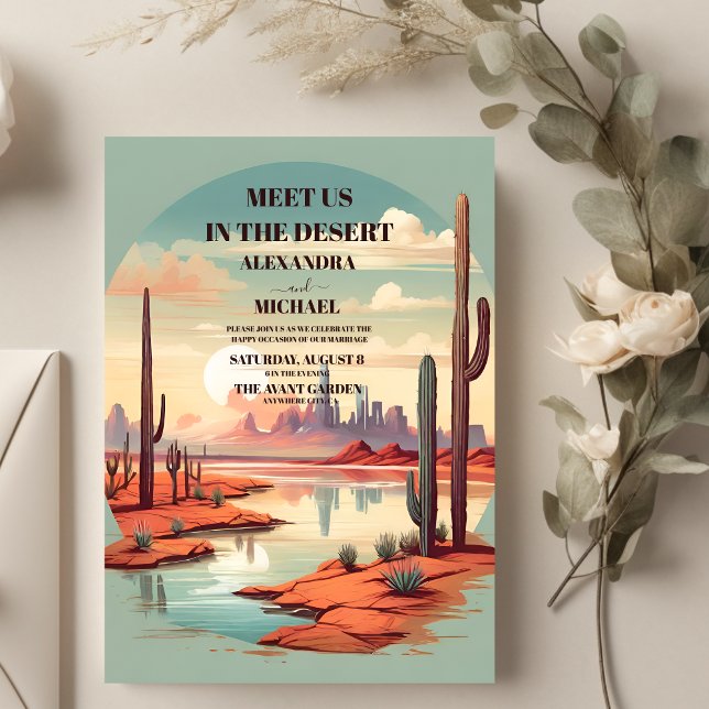 Invitación Boda de Sucultores de Cactus Retro (Subido por el creador)