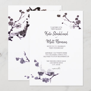 Invitación Boda de sumie de ciruela