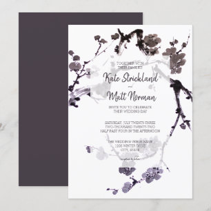 Invitación Boda de sumie de flor de ciruelo