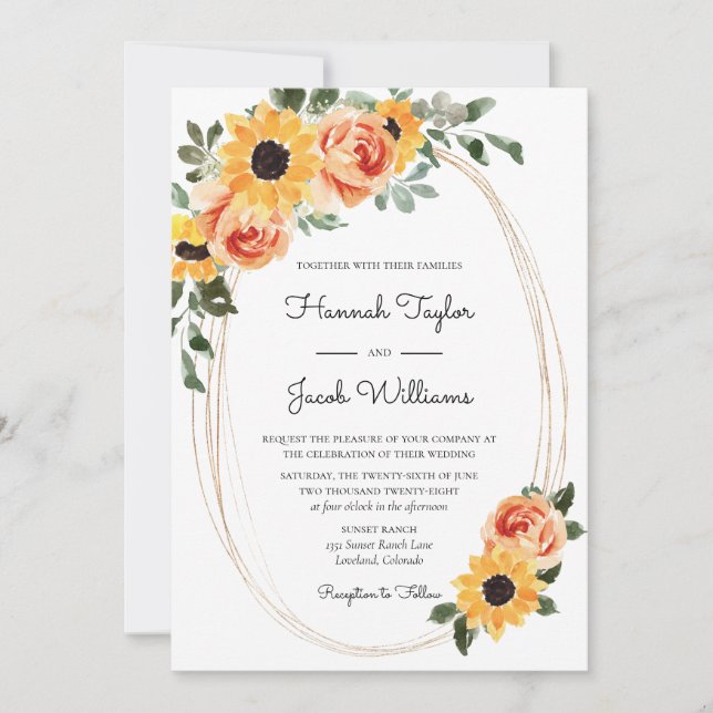 Invitación Boda de Sunflower Fall Boho Terracotta (Anverso)