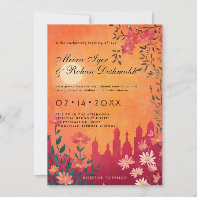 Invitación Boda de Sunset Serenade (Anverso)