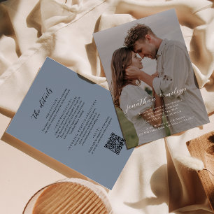 Invitación Boda de superposición de fotografía azul turbulent