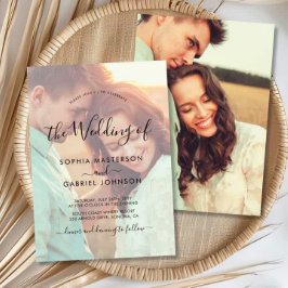 Invitación Boda de superposición de fotografía con guión gráf