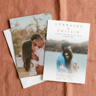 Invitación Boda de superposición de fotografía de degradado d