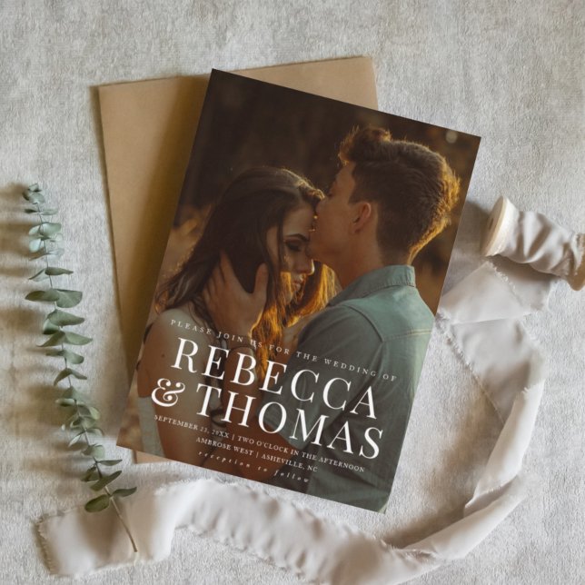 Invitación Boda de superposición de tipo fotográfico moderno (Subido por el creador)