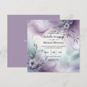 Invitación Boda de susurros por niebla de lavanda y acuarela