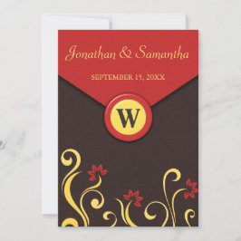 Invitación Boda de Swift Floral Amarillo Marrón Invita las 7x