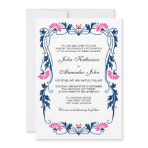 Boda de Swift Floral Marina Blue & Fuchsia