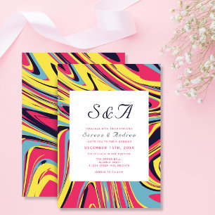 Invitación Boda de Swirl Abstract Colorful Modernamente Artsy