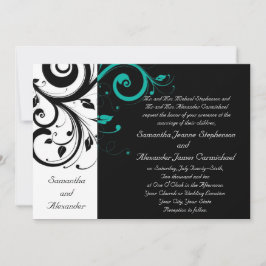 Invitación Boda de Swirl Aqua Negro Tradicional