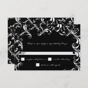 Invitación Boda de Swirl Black & White Fancy